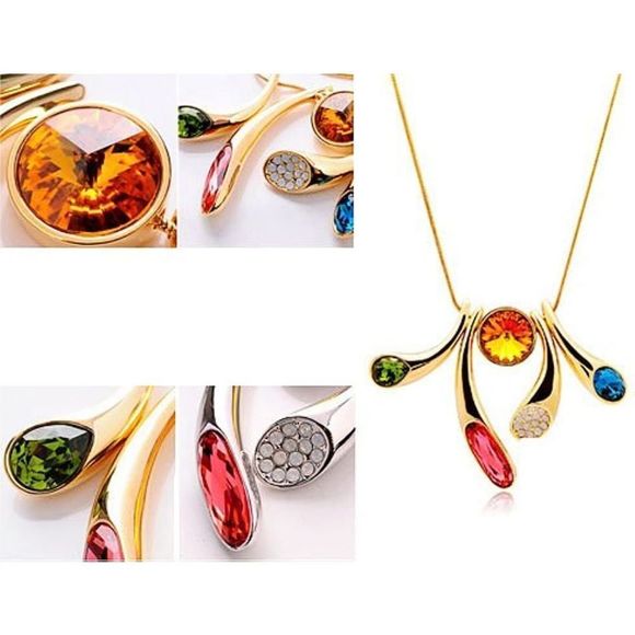 ALILANG Golden Tone Swarovski Crystal Abstract Tusk Horn Signal Light Art Bead N - Picture 2 of 7